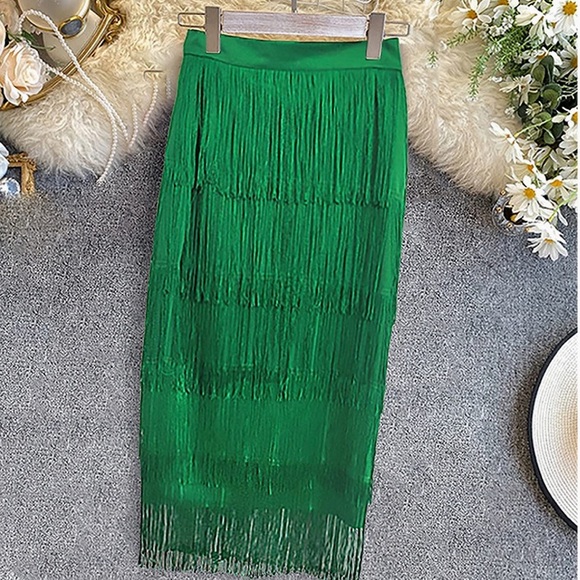 NWT Women Fringe Pencil Skirts green size medium - Picture 7 of 14